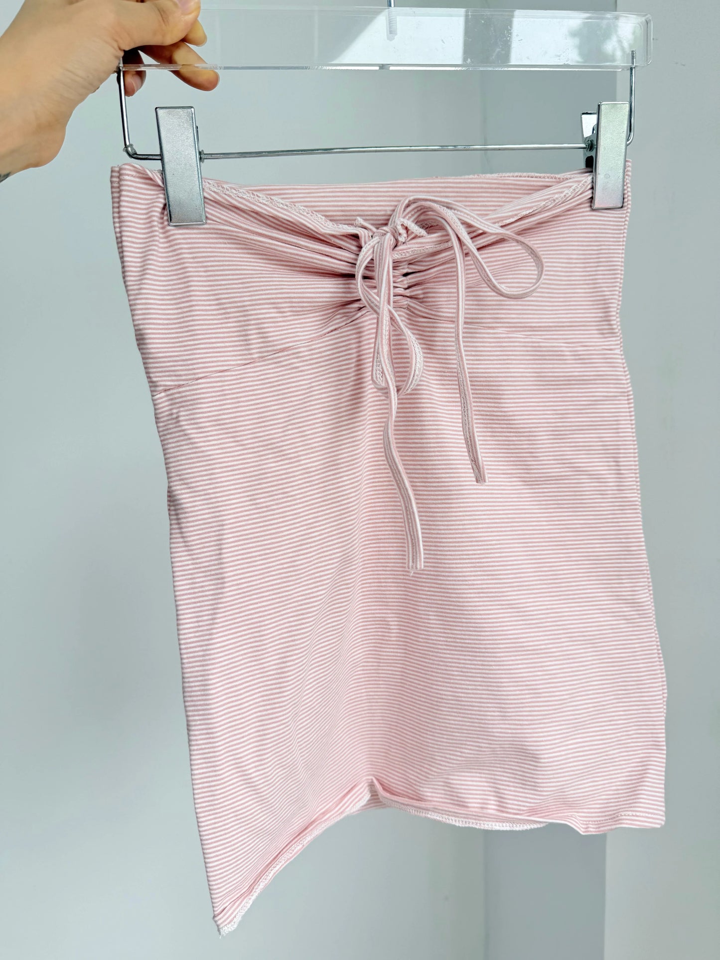 Cute White Drawstring Folds Strapless Tank Top Women Summer Cotton Slim All-match Camis Female Sweet Preppy Style Vest Y2K Tops