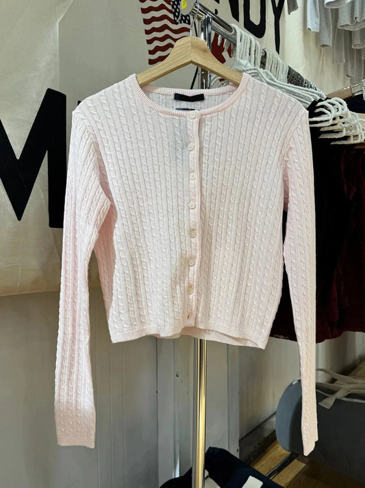 Pink Twist Cotton Long Sleeve Knitted Cardigan Women Simple O-neck Casual Preppy Style Jumper Sweet Prepppy Style Sweater Top