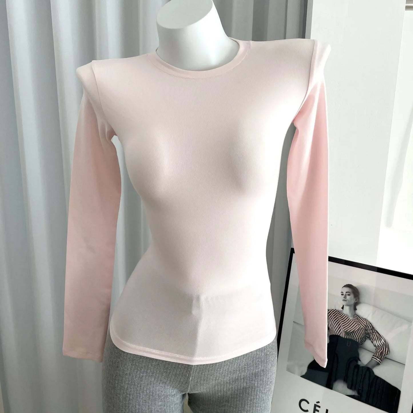 Solid Skinny Cotton T-shirt Women Casual Simple All-match O-neck Yoga Long Sleeve Tees Female Elegant Sweet Basic Sport T-shirts