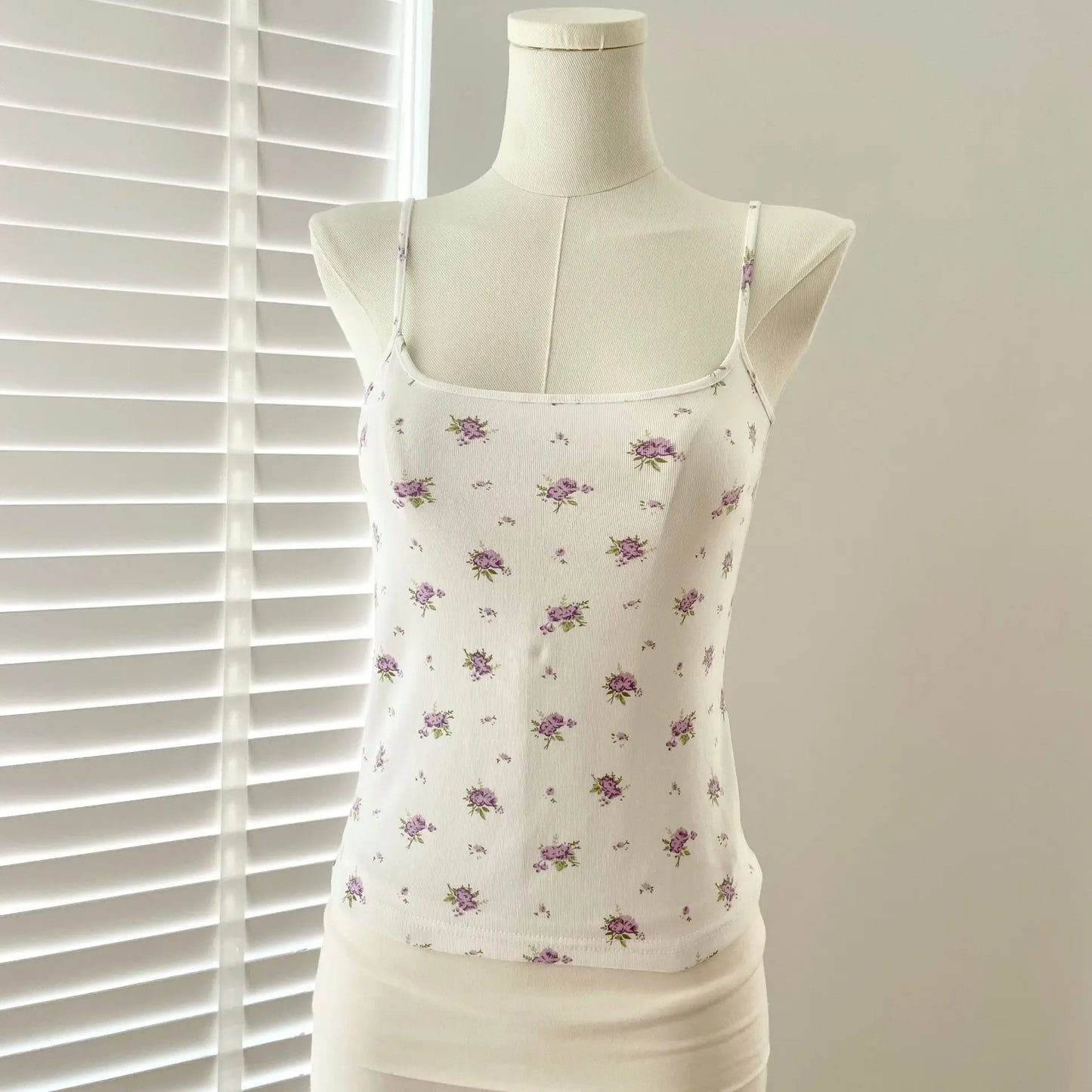 Floral Print Slim Cotton Camisole Women Summer Simple Streetwear Sleeveless Vests Female Cute Sweet Preppy Style Tank Tops Y2K