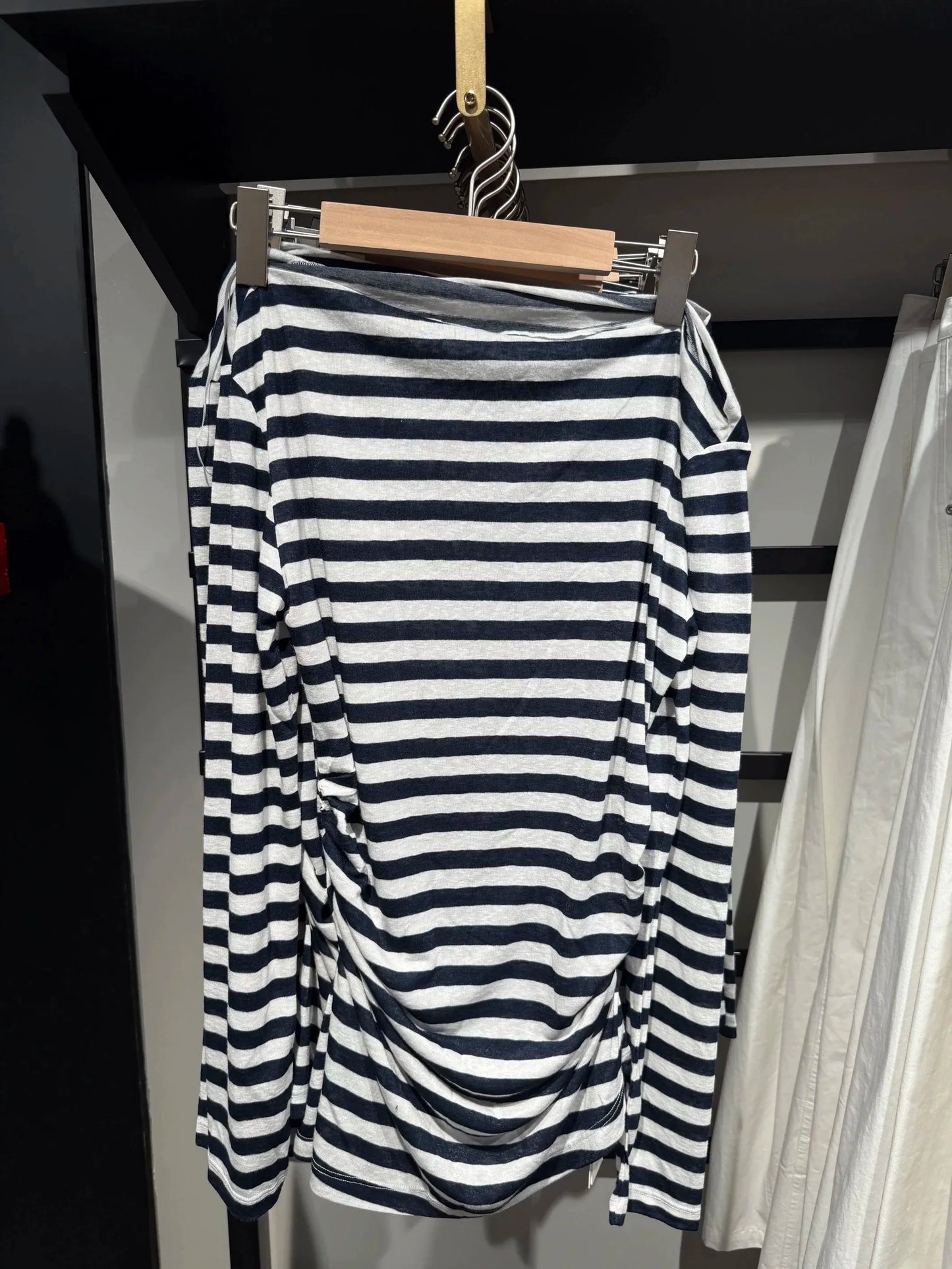 Striped Slash Neck T-shirts Women Casual Streetwear Slim Thin Smock Long Sleeve Tees Vintage Preppy Style Chic Tshirt Y2K Tops