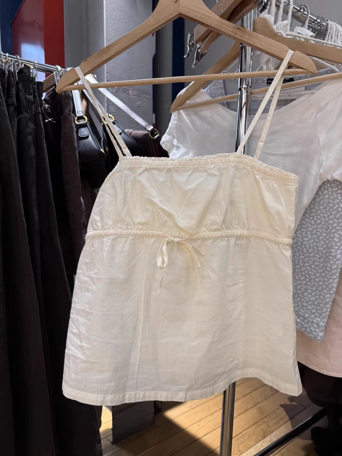 Cute Light Yellow Drawstring Tank Top Woman Back Single Breasted Strapless Cotton Camisole Female Sweet Casual Simple Vest Y2K