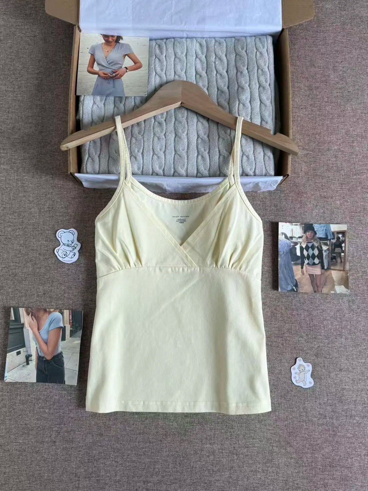 Solid Cotton V-neck Camisole Women Summer Casual Simple ALL-match Slim Sleeveless Vests American Vintage Sweet Tank Tops Y2K