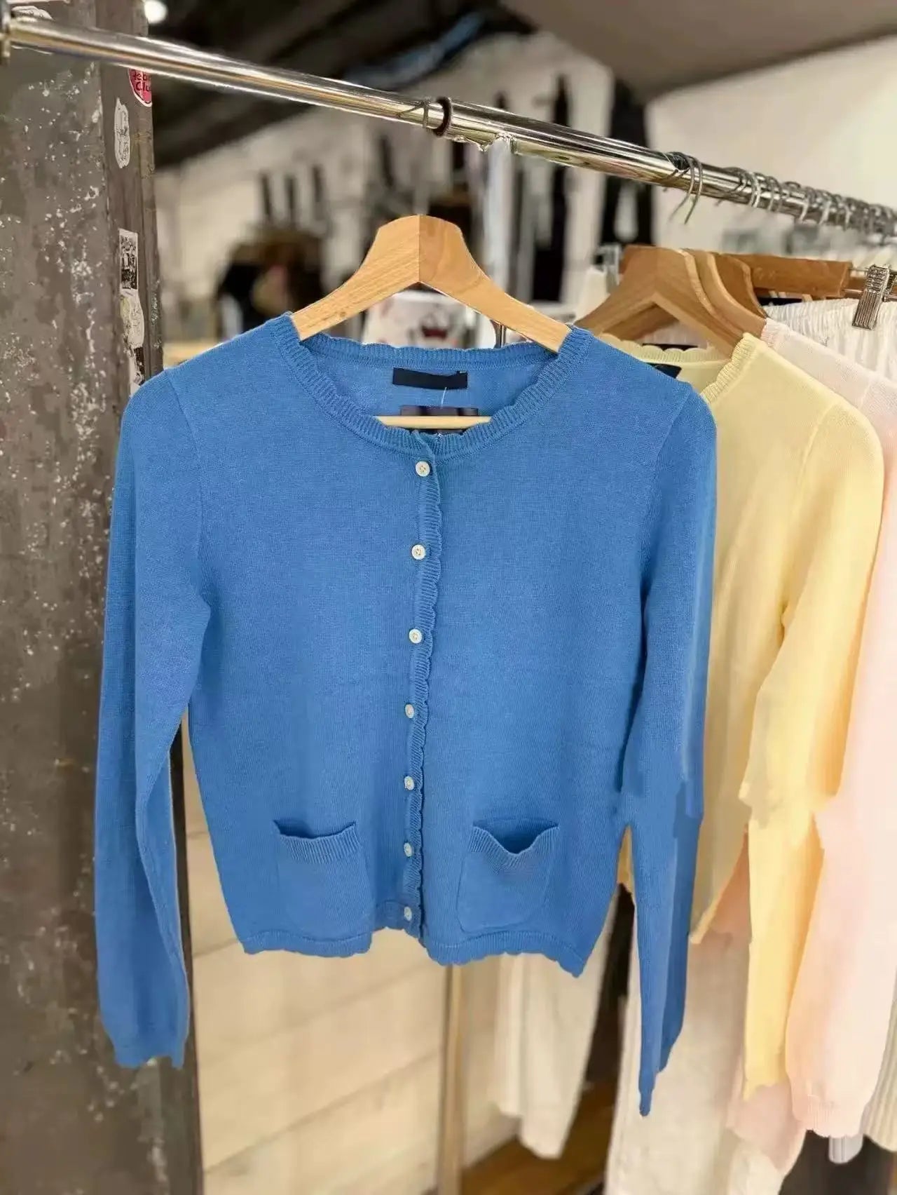 Pink Sweet Pocket Knit Sweater Coat Women Autumn Lace Trim Neck Button Casual Solid Jumper Tops Sweet Cute Preppy Style Cardigan