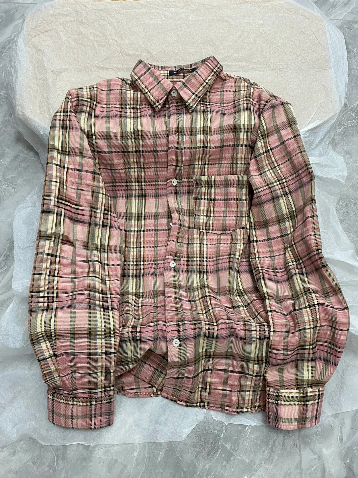 Retro Red Plaid Button Loose T-shirts Women Cotton Turn Down Collar Casual Simple Tees Coat Vintage Chic Streetwear Blouse Y2K