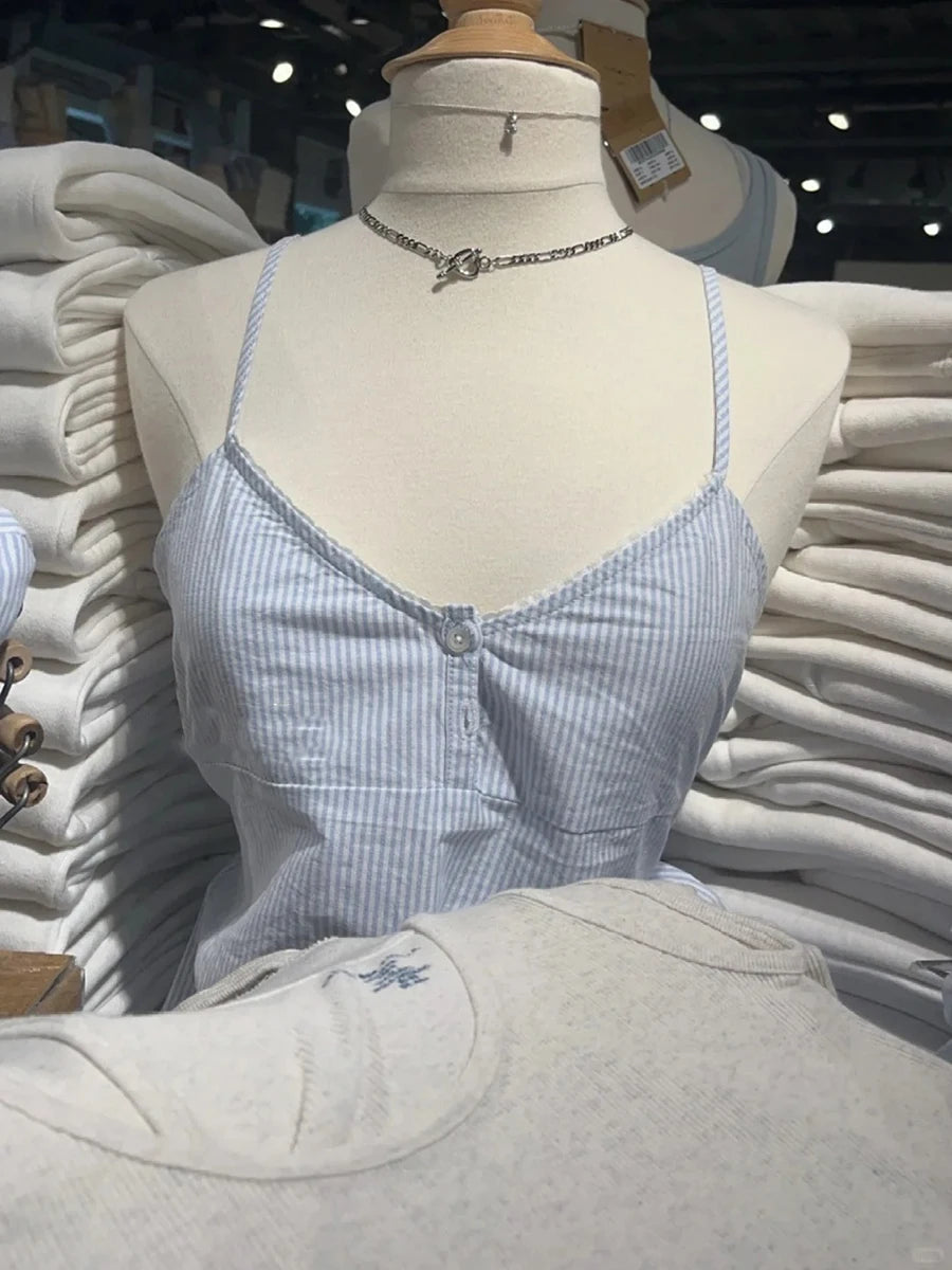 Red Plaid Buttons V-neck Camis Women Summer Casual Lace Trim Slim Simple Sleeveless Vests Vintage Sweet Preppy Style Tank Tops