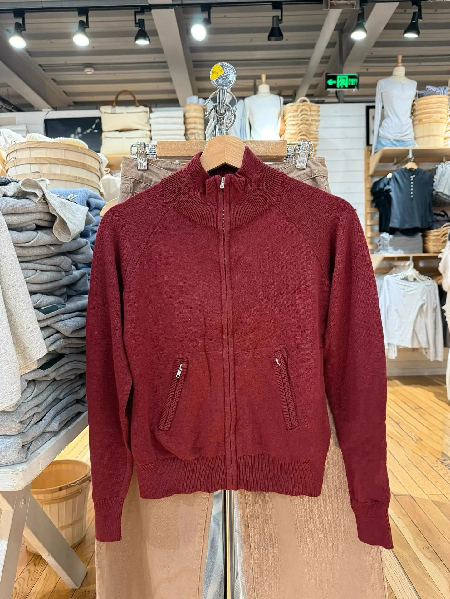 Red  Kniited Cardigan Women Autumn Cotton Stand-up Collar Slim Pocket Jumper Tops Vintage Chic Sweet Sweater Coat Y2K