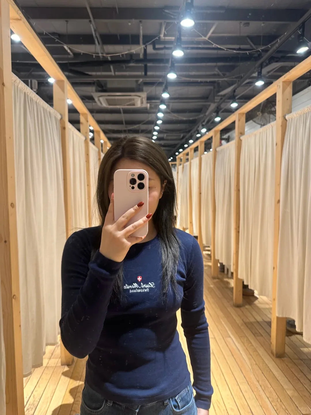 Navy Letter Embroidery Long Sleeve T-shirt Women Round Neck Cotton Slim Tee Shirt Vintage American Streetwear Tshirt Y2K Tops