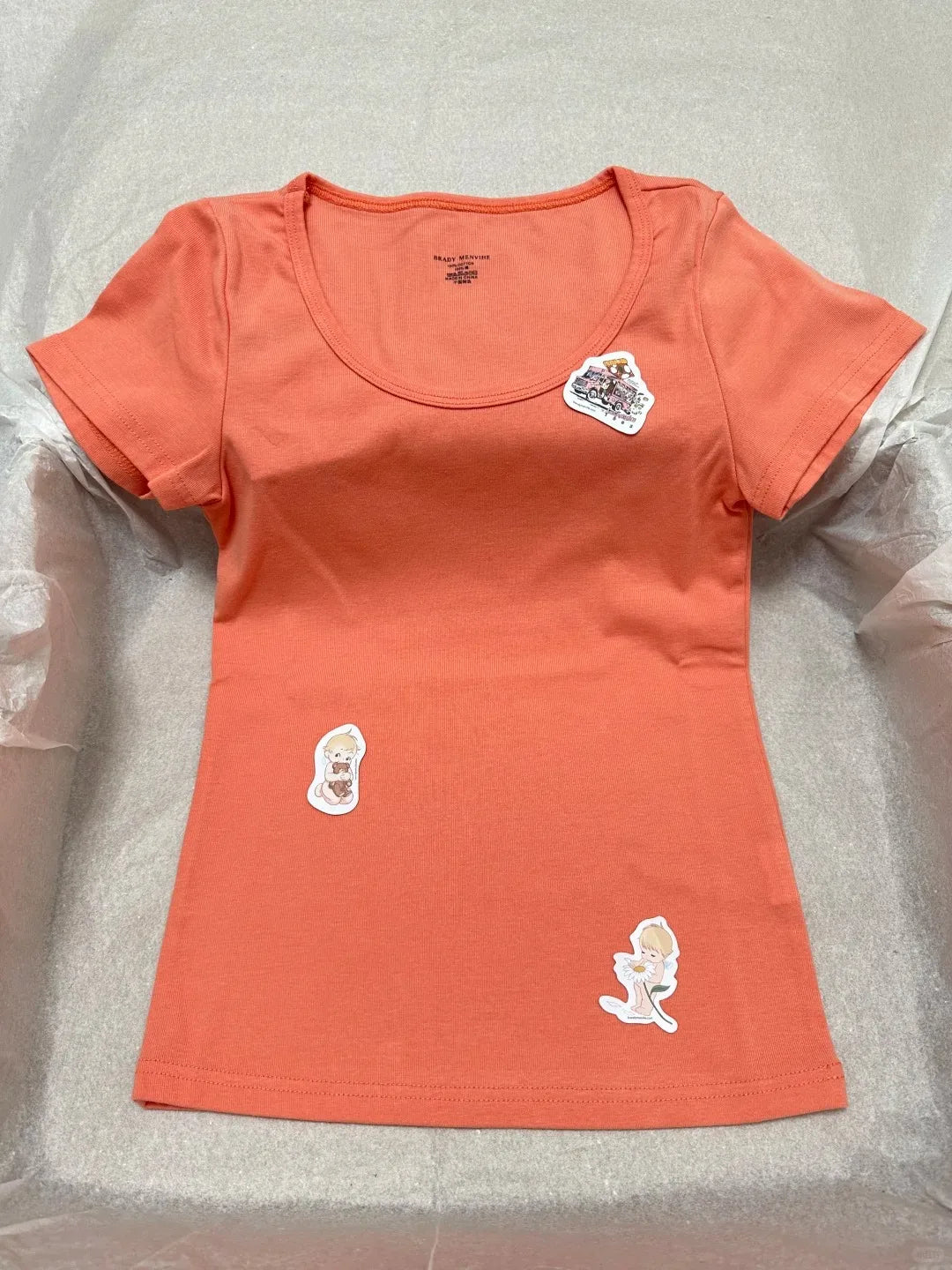 Orange Slim T-shirts Women Summer Casual Streetwear O-neck Short Sleeve Cotton Tee Tops Female Simple All-match Basic TshirtsY2K