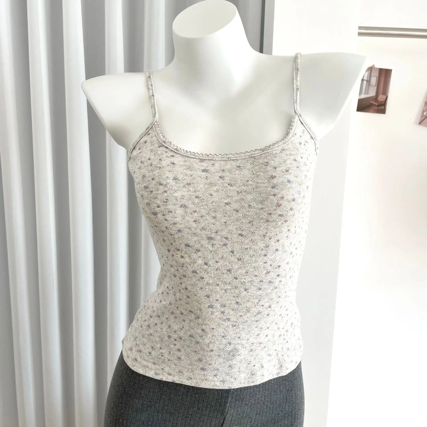 Floral Print Slim Cotton Camisole Women Summer Simple Streetwear Sleeveless Vests Female Cute Sweet Preppy Style Tank Tops Y2K