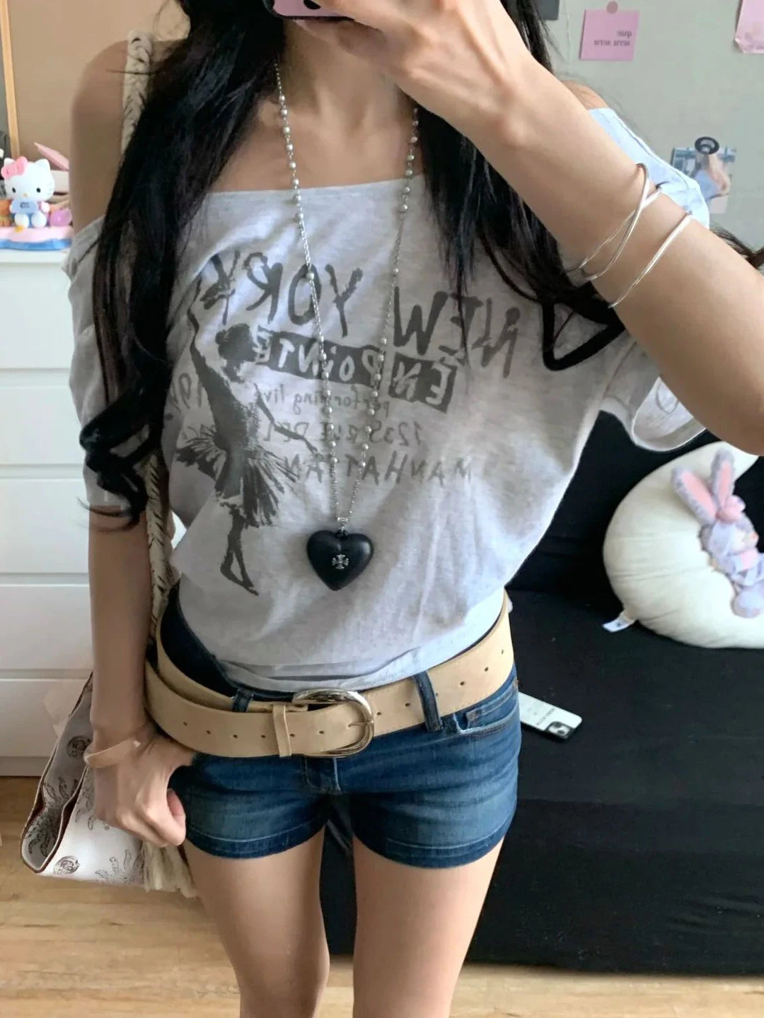 Letter Print Back Bow Lace-up Cut Out T-shirt Women Summer O-neck Cotton Short Sleeve Tshirt Female Vintage Sweet Tee Tops New