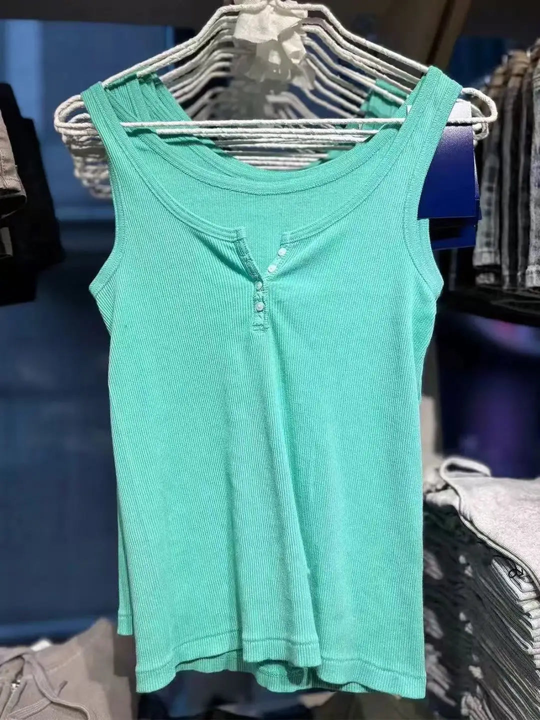Ribbed Button Tank Tops Women Summer Casual Streetwear Slim Cotton Sleeveless Vests Female Vintage Simple Basic Vest Y2K