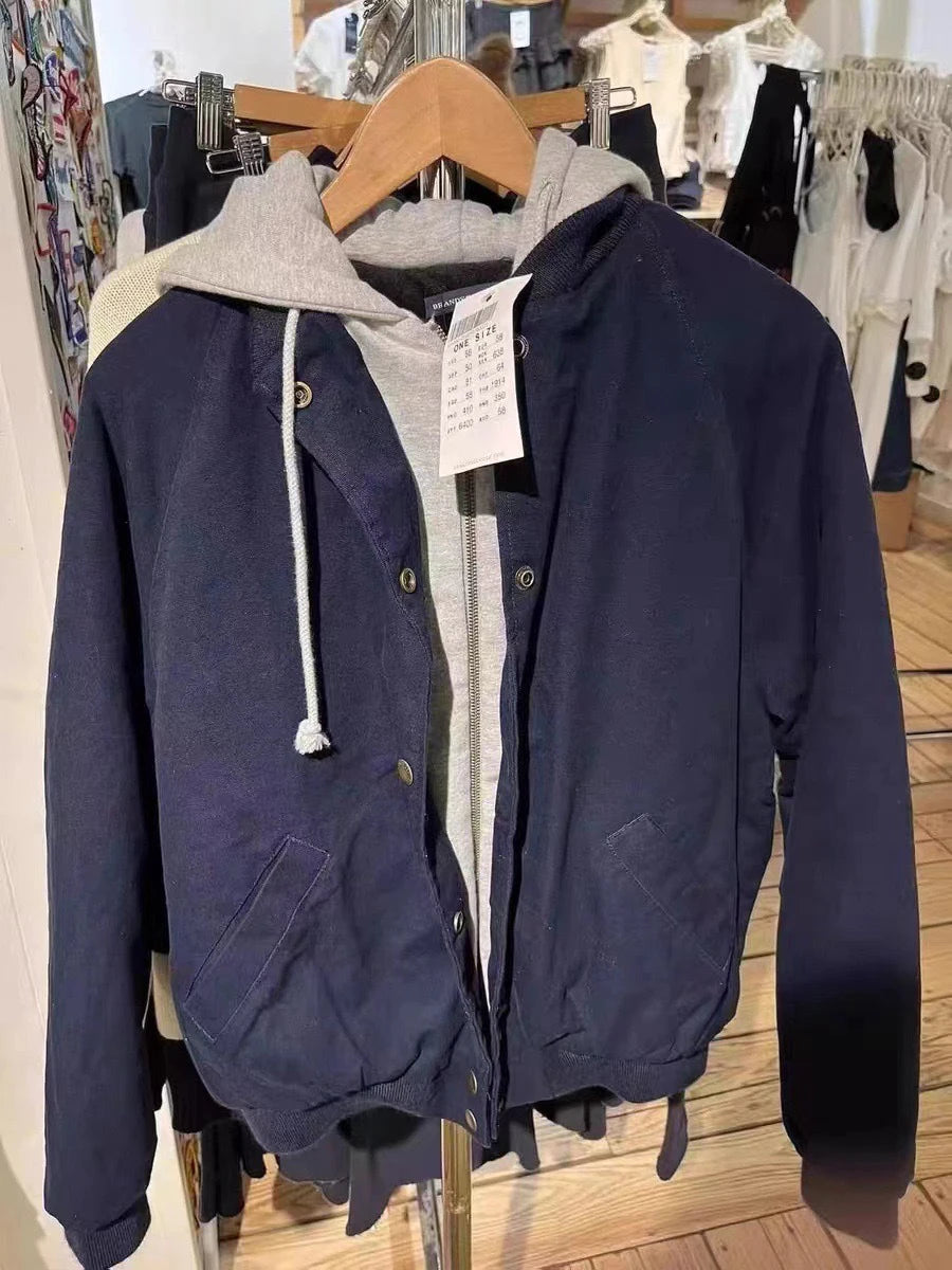 Sweet Double-sided Loose Jacket Women Stand Collar Solid Cotton Warm Casual Outerwear Street Vintage Chic Jackets Tops Female
