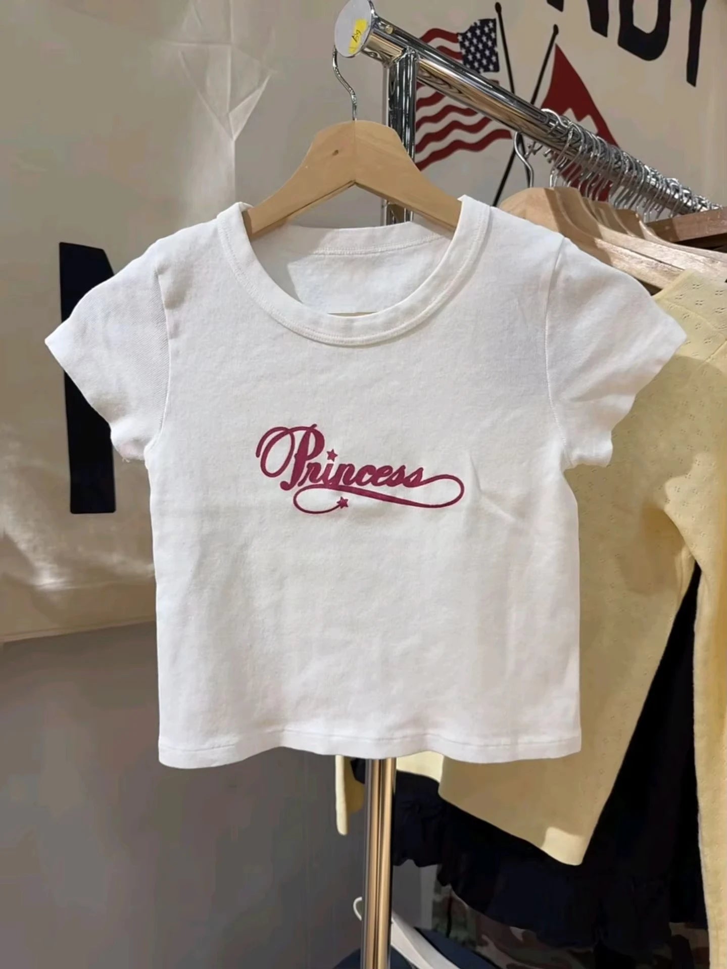 Letter Graphic Print T-shirts Women Summer Casual Beige Slim Cotton Short Sleeve Tees Female Sweet Streetwear Vintage Chic Tops