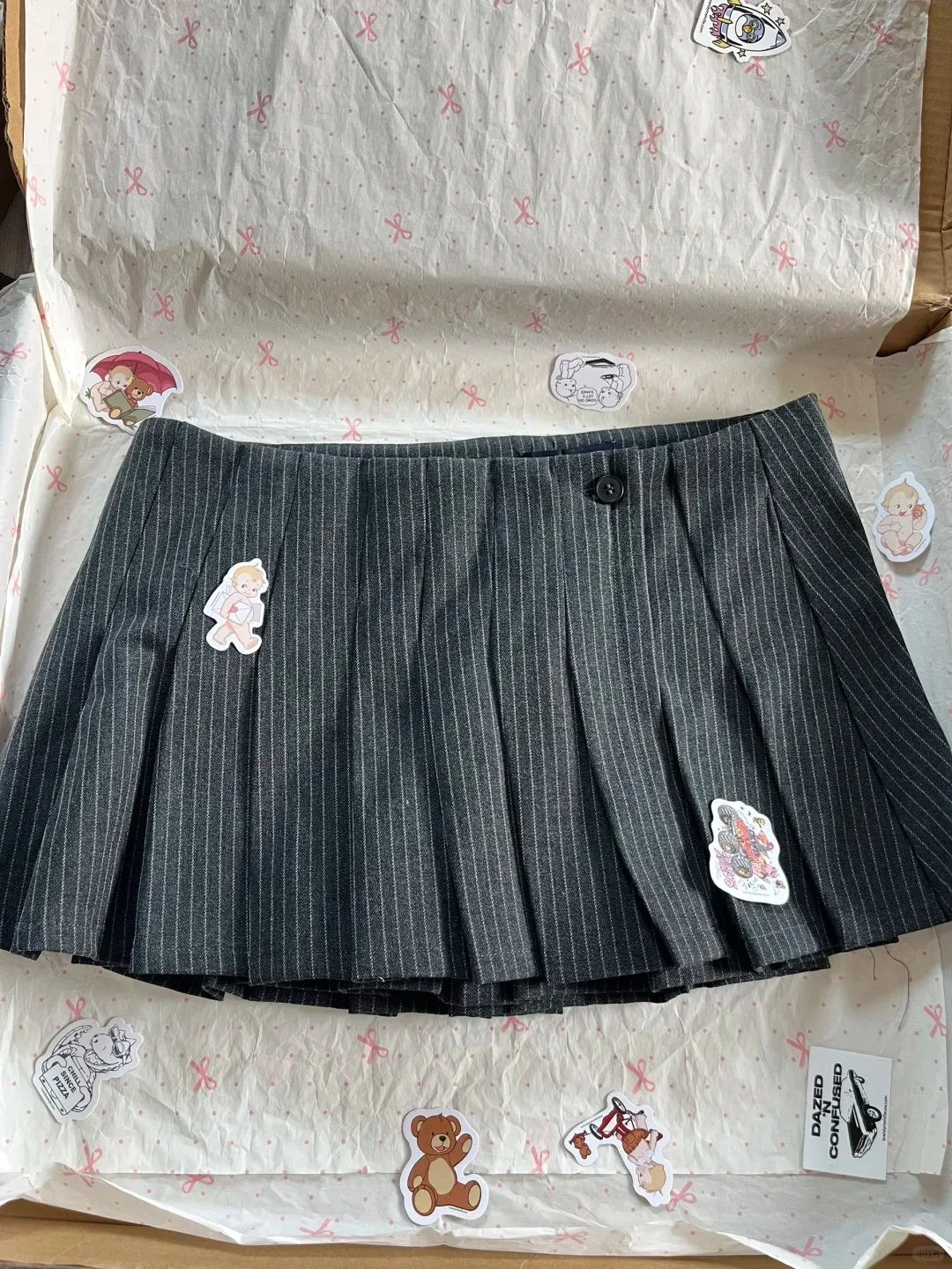 Low Waist Pleated Skirts Women Summer Chic Y2K Aesthetic Chic Button Mini Skirt Vintage Sweet Cute Preppy Style Faldas