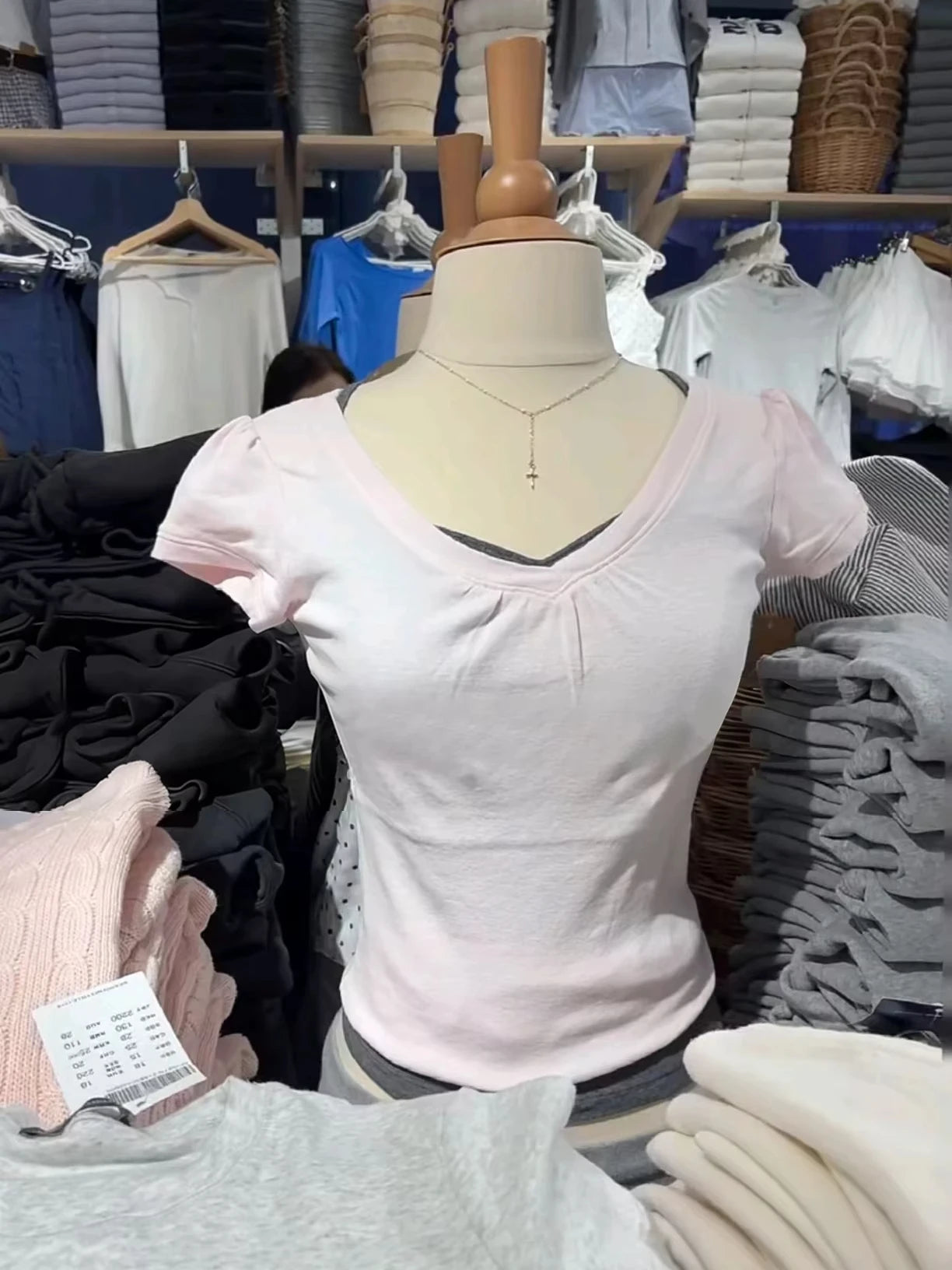 Pink V-neck Slim T-shirts Women Casual Streetwear Cotton Soft Short Sleeve Tees Sweet Cute Chic Tshirts Y2K