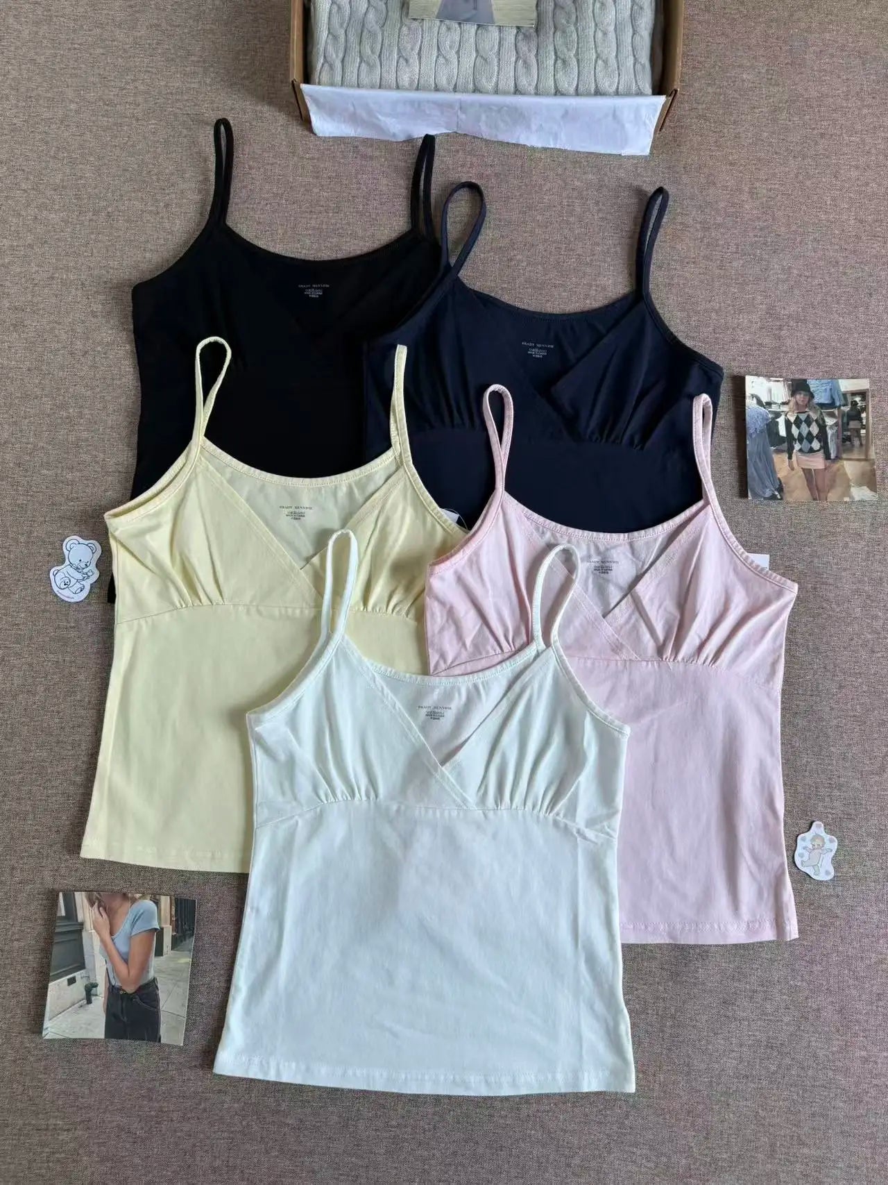 Solid Cotton V-neck Camisole Women Summer Casual Simple ALL-match Slim Sleeveless Vests American Vintage Sweet Tank Tops Y2K
