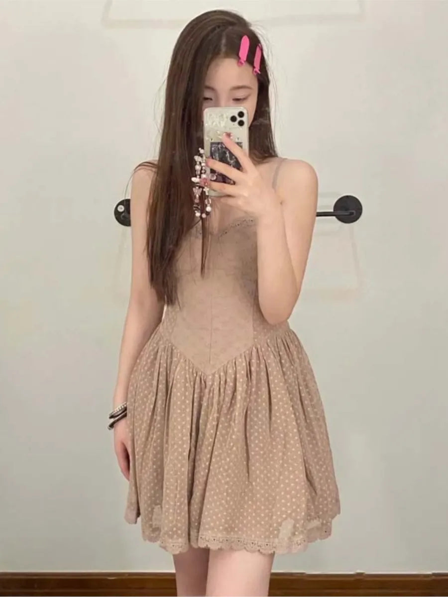 White Lace Trim Bow Mini Dress Women Summer Streetwear Button Sleeveless A-line Short Vestidos Vintage Sweet Elegant Dresses New
