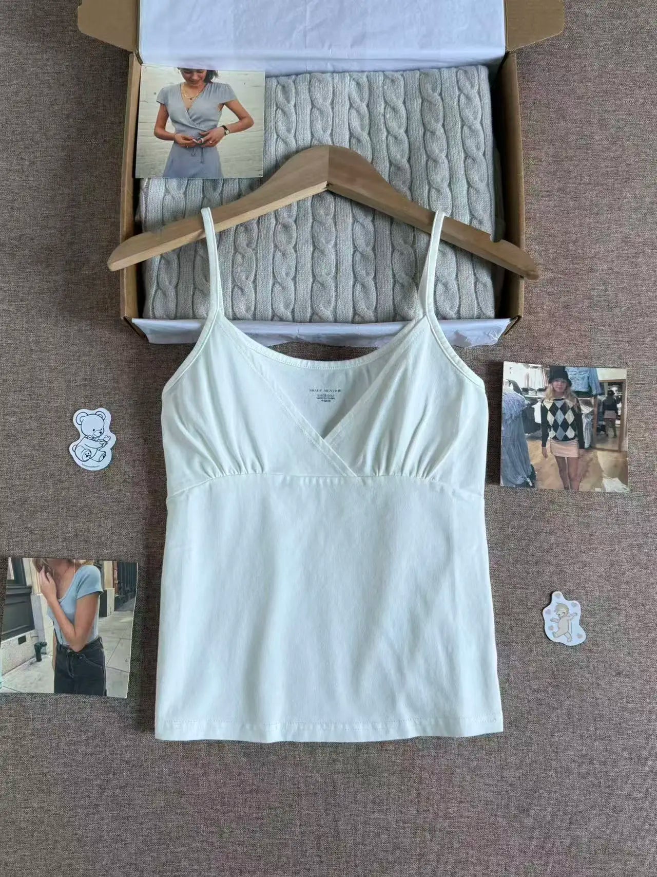 Solid Cotton V-neck Camisole Women Summer Casual Simple ALL-match Slim Sleeveless Vests American Vintage Sweet Tank Tops Y2K