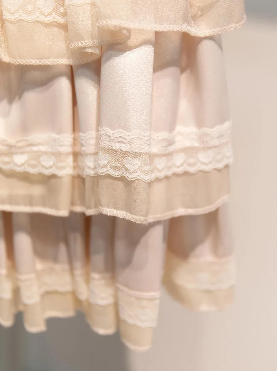 Pink Lace Trim Ruffles A-line Skirts Women Summer New Cotton Elastic High Waist Short Faldas Sweet Preppy Style Cute Mini Skirt