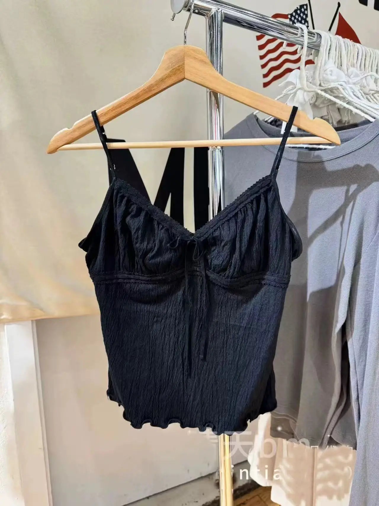 Vintage Solid Folds V-neck Tank Tops Women Summer Casual Slim Lace-up Sleeveless Vests Cute Preppy Style Simple Camisole Y2K