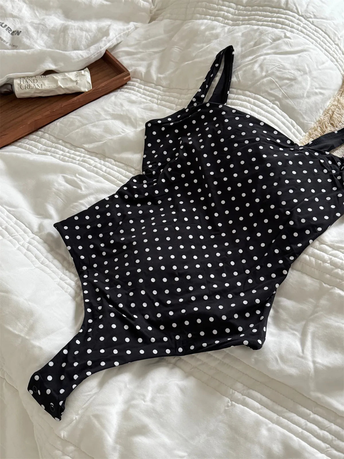 Polka Dot Slim Yoga Playsuits Women Chic High Elasticity Adjustable Strap Skinny Bodysuit Vintage Sweet Smooth One-piece Tops