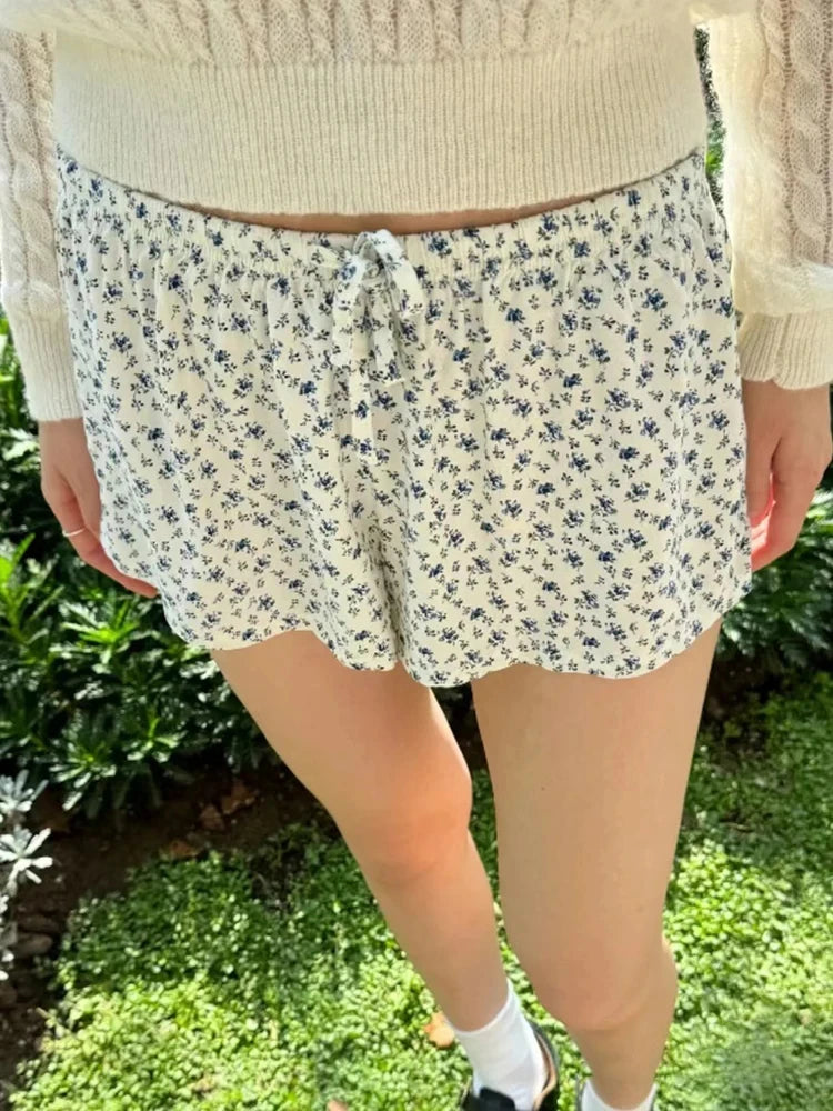 Sweet Pink Striped Button Short Pants Women Summer Cotton Loose Casual Elastic High Waist Home Underwear Cute Vintage Y2K Shorts