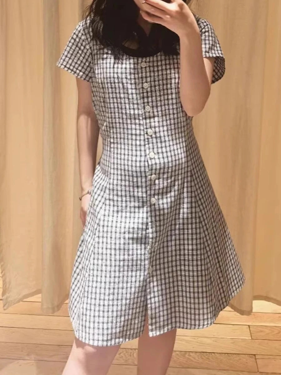Single Breasted Mini Blouse Dress Women Spring Casual Linne Cotton Button Short Vestidos Cute Sweet Preppy Style Dresses