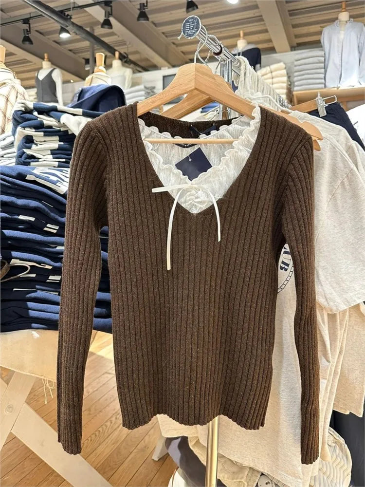 Sweet Beige Knit Sweaters Women Winter New Cotton Warm Simple Slim Casual Streetwear Pullover Tops Vintage Cute Harajuku Jumper