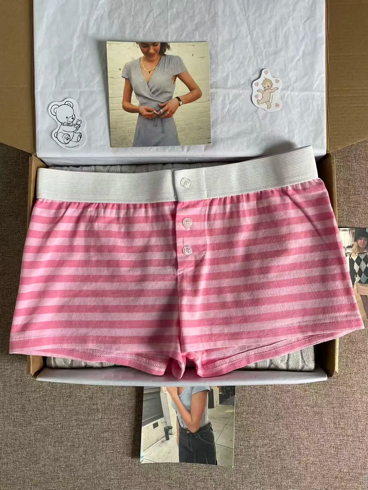 Pink Striped Slash Neck T-shirt Women Summer Casual Streetwear Slim Cotton Short Sleeve Tees Colthes Sweet Cute Simple Tops Y2K