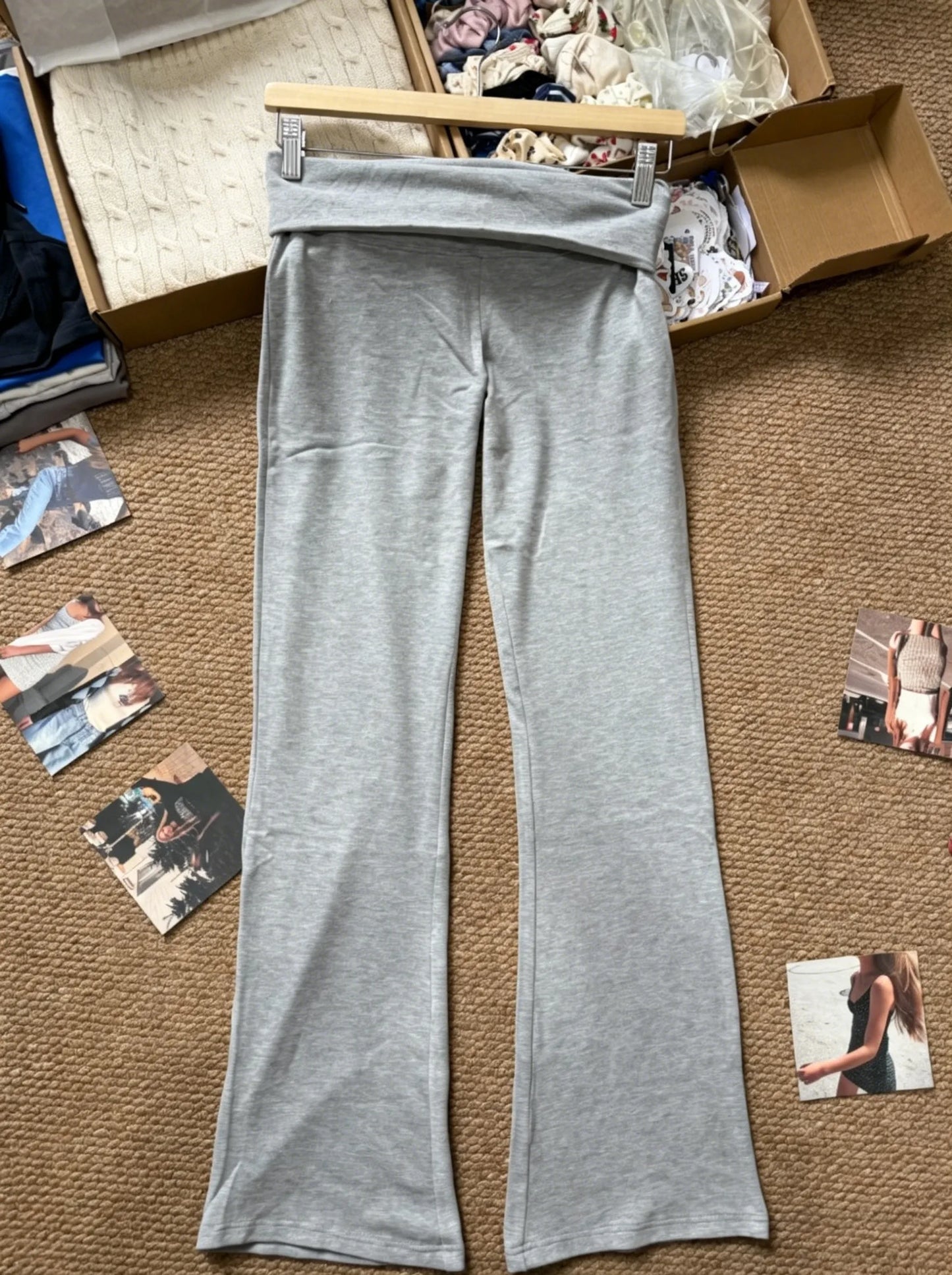 Flip Up Skinny Cotton Yoga Pants Women Casual Simple Elastic High Waist Flare Pant Sweet Cute Streetwear Straight Sport Trousers