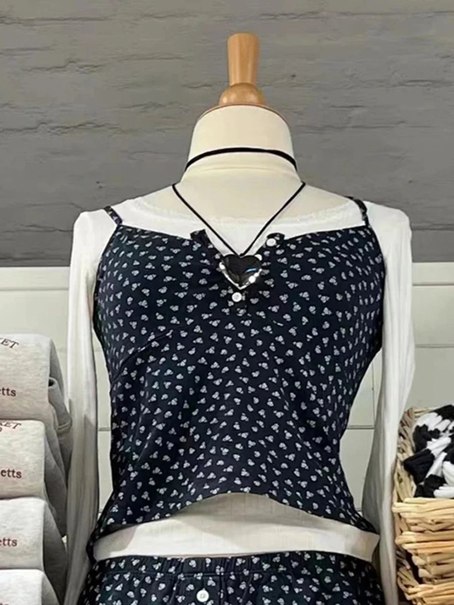 Sweet Cute Pink Buttons Tank Tops Women New Cotton Casual Slim Lace Trim Sleeveless Vests Female Vintage Simple Chic Camis Y2K