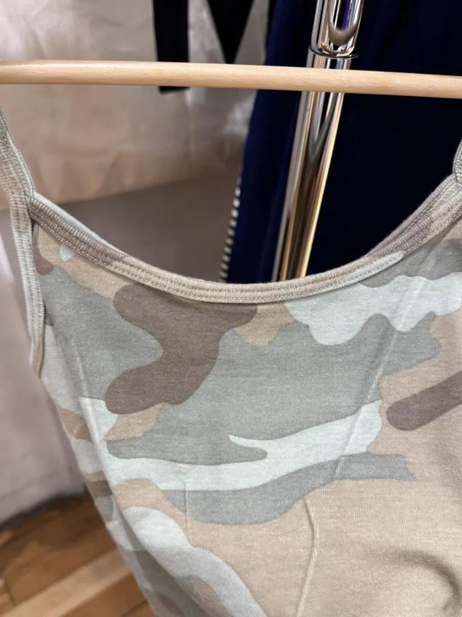 Y2K Camouflage Slim Camisole Women Summer New Streetwear Cotton Sleeveless Tank Top Female Casual Vintage Preppy Style Vest Tops