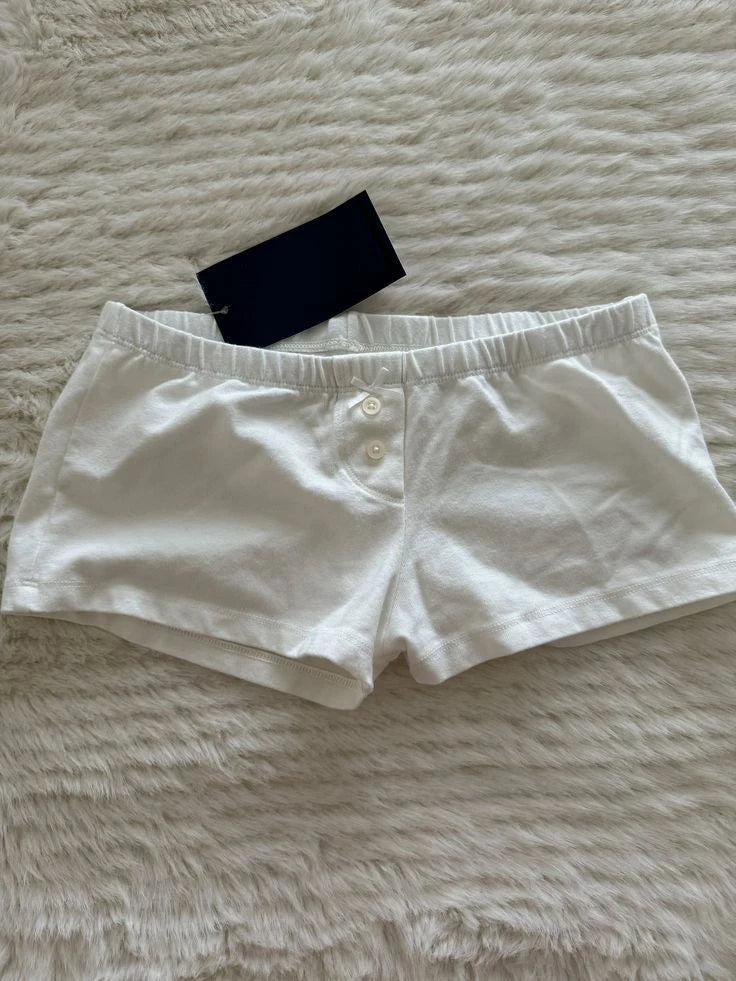 Sweet Bow White Tank Shorts Cotton Set Women Lace Trim V-neck Vest+Buttons Straight Short Boxer Short Pant Cute Home Pajama Sets