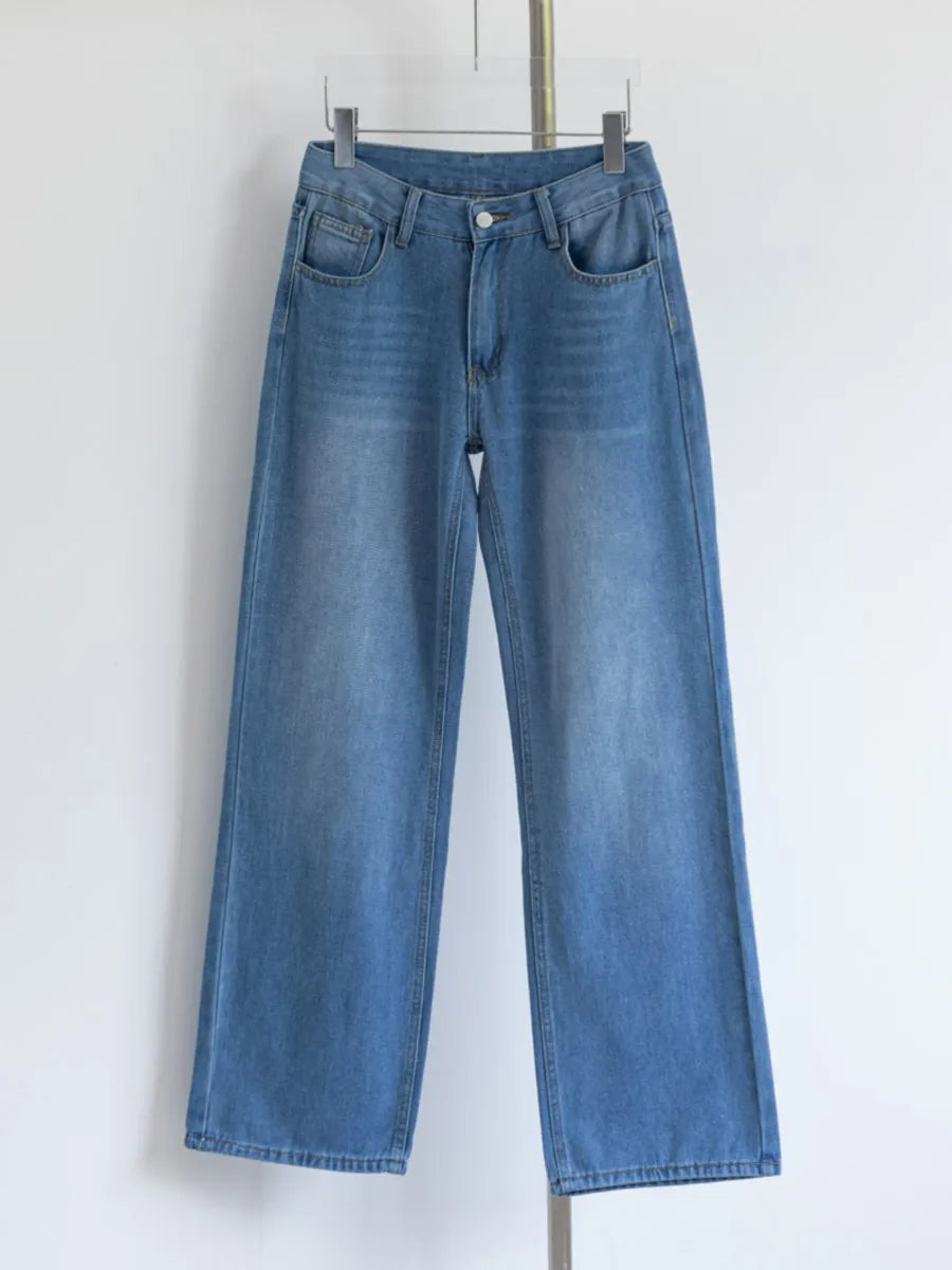 Retro Star Patchwork Jeans Women Summer New High Waist Pockets Straight Denim Pants American Vintage Loose Baggy Trousers Y2K