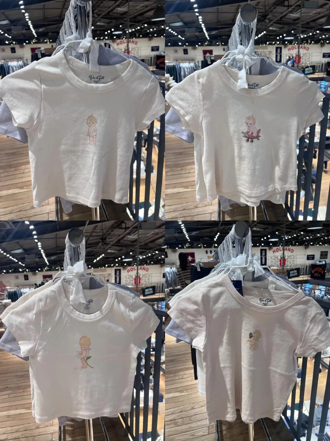 Cartoon Angel Print Cute Slim T-shirts Women Summer O-neck Cotton Harajuku Streetwear Short Sleeve Tees Sweet Chic Y2K Crop Tops