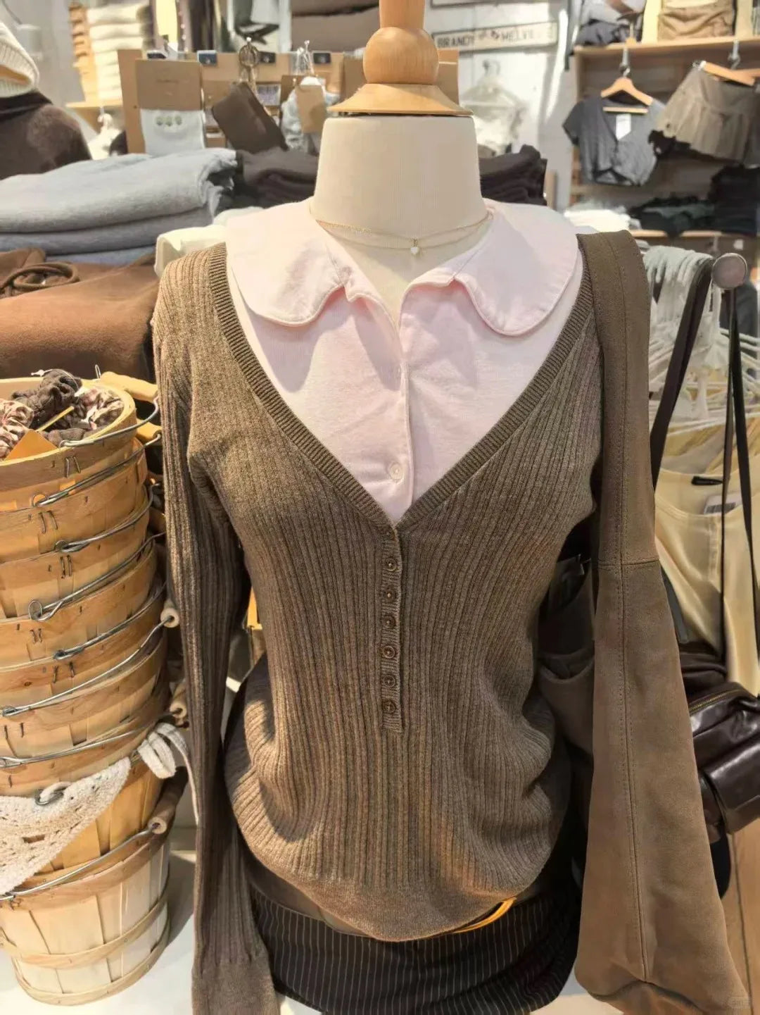 Pink Knit Slim Long Sleeve Tees Women Autumn New Fashion U-neck Cotton Soft T-shirt Cute Preppy Style  Casual T Shirt Y2K Top