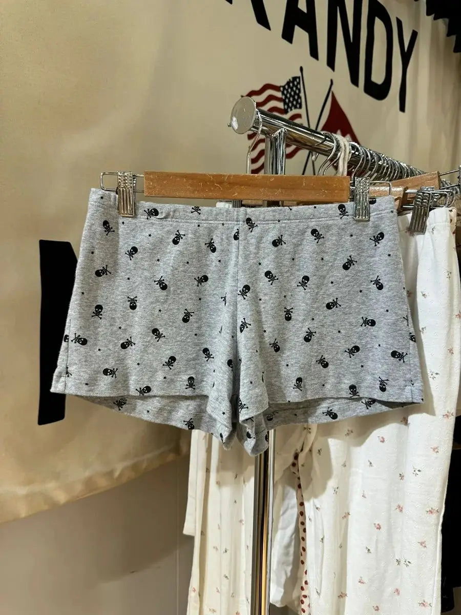 Cute Bear Bow Print Pajama Shorts Women Elastic High Waist Straight Short Pants Summer Sweet Home Underwear New Y2K Sweatshorts