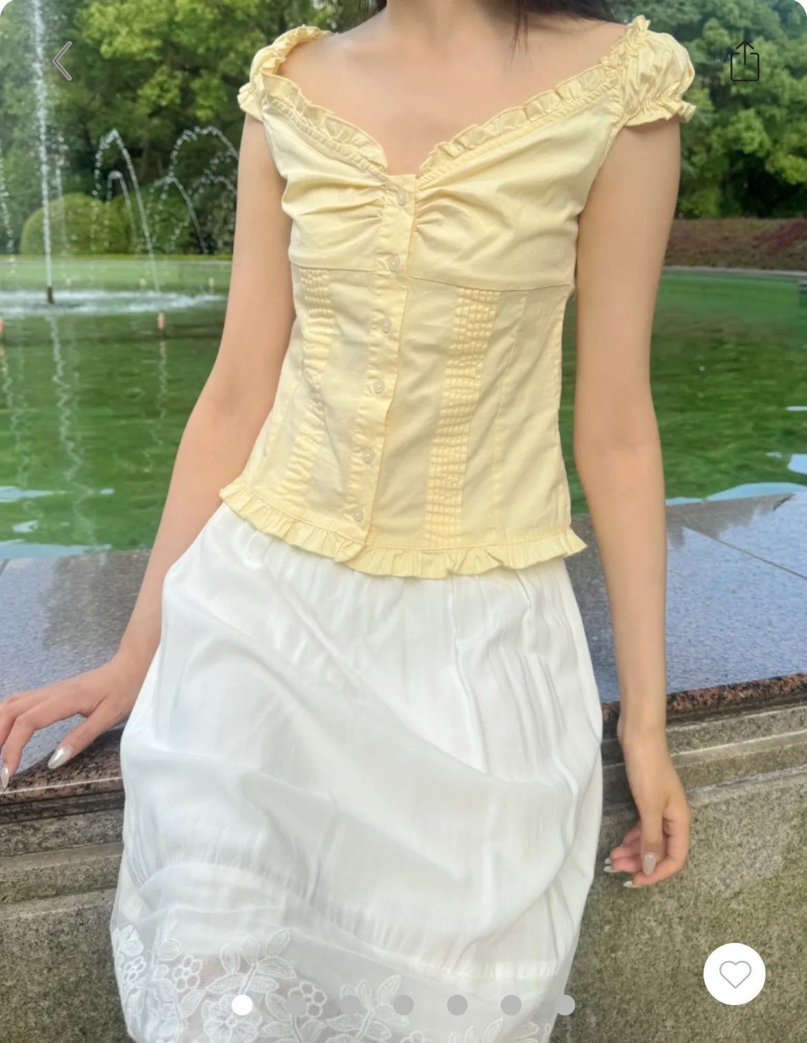 Yellow Sweet Folds Blouse Top Women Casual Single Breasted Ruffle Sleeveless Tank Tops Vest Cute Casual Preppy Style Camis Y2K