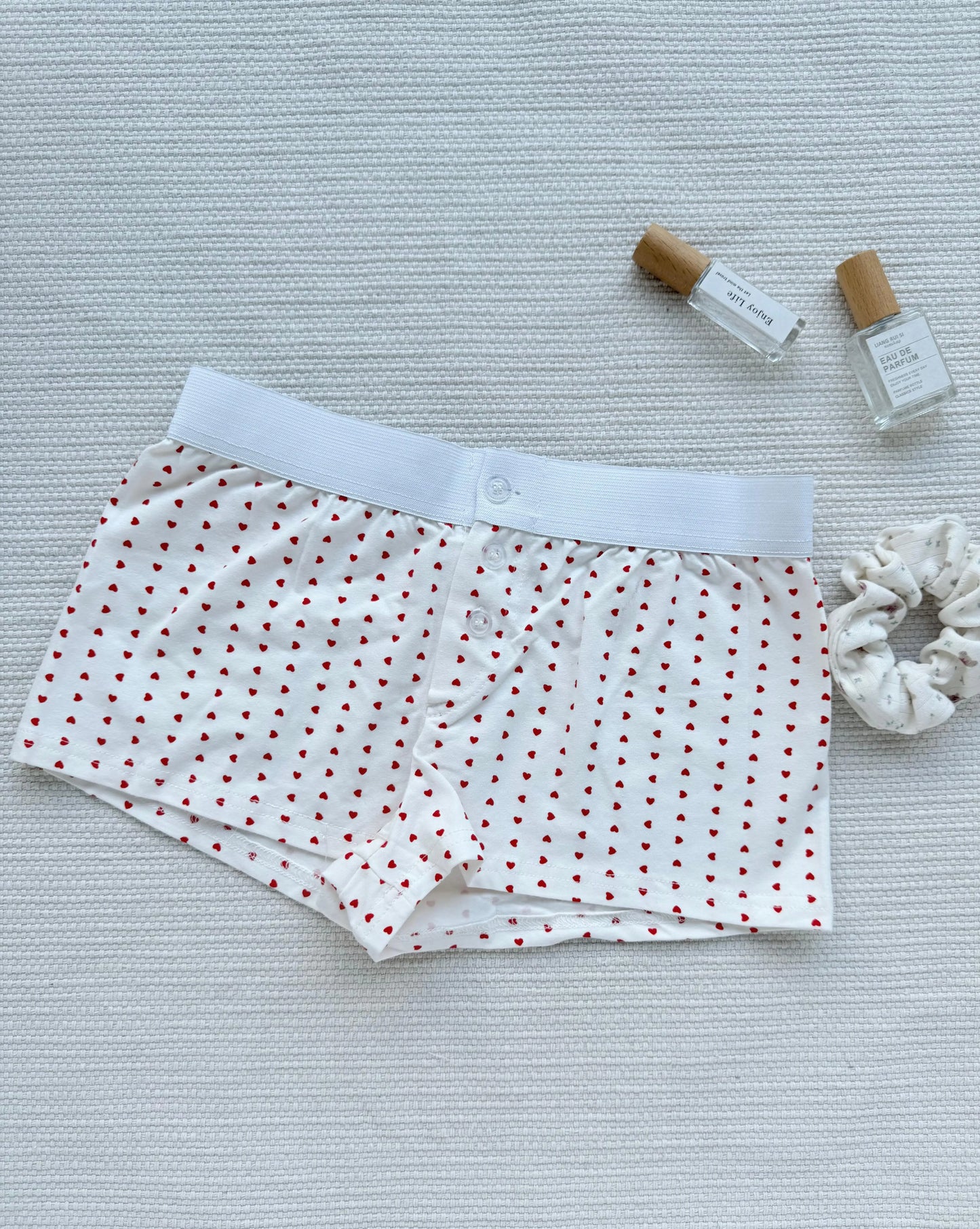 Red Heart Print 2 piece Sets Women Summer Cotton Lace Trim V-neck Camisole+Short Pants Sweet Home Short Outfits Y2K Clothes New