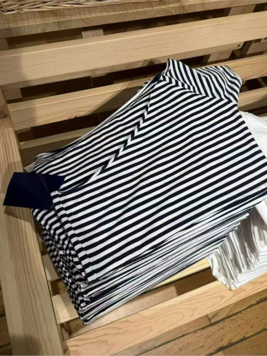 Off-shoulder Style Striped T-shirts Women Summer Sexy Slim Cotton Short Sleeve Tee Female Vintage Sweet Chic Tshirt Y2K Tops New