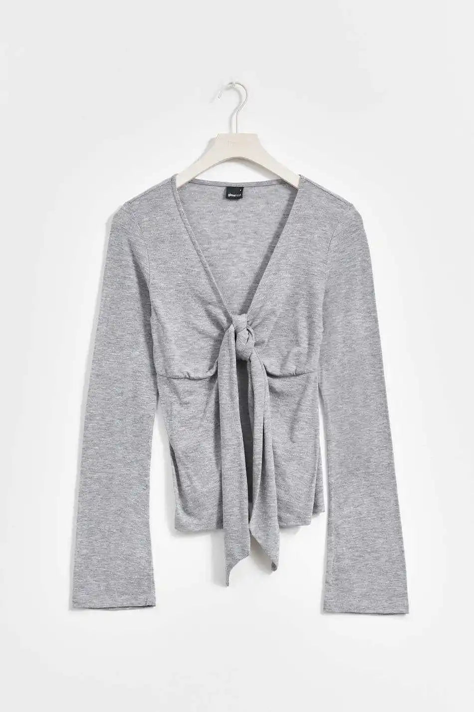 Tie-Strap Design Bowknot Long Sleeve T-Shirt Women's Spring Sexy Slim Fit Thin Smock Tees Casual Sweet Chic Tshirt Babydoll Top