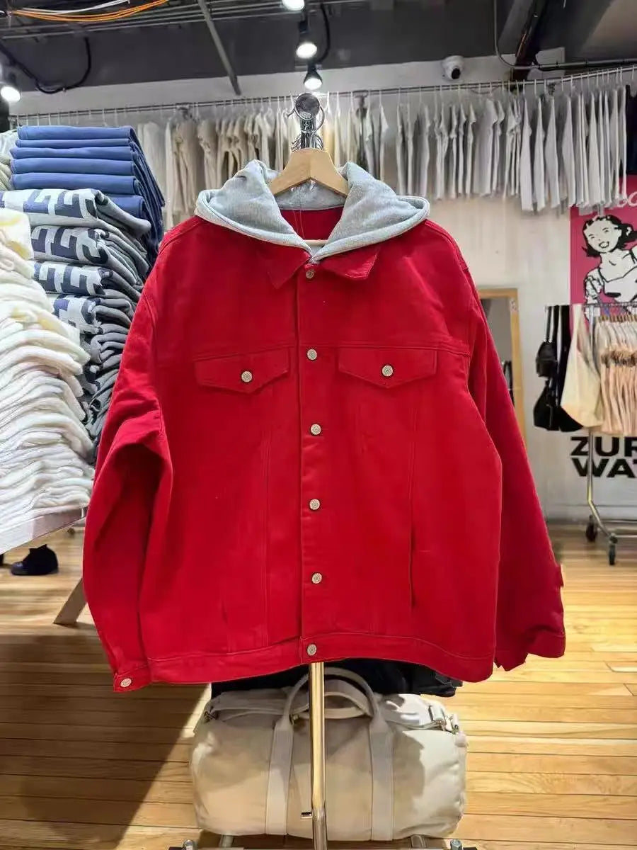 Harajuku Internal Red Plaid Zipper Flight Jacket Women Autumn Cotton Thick Stand Collar Loose Jackets Chic Vintage Y2K Coat Tops