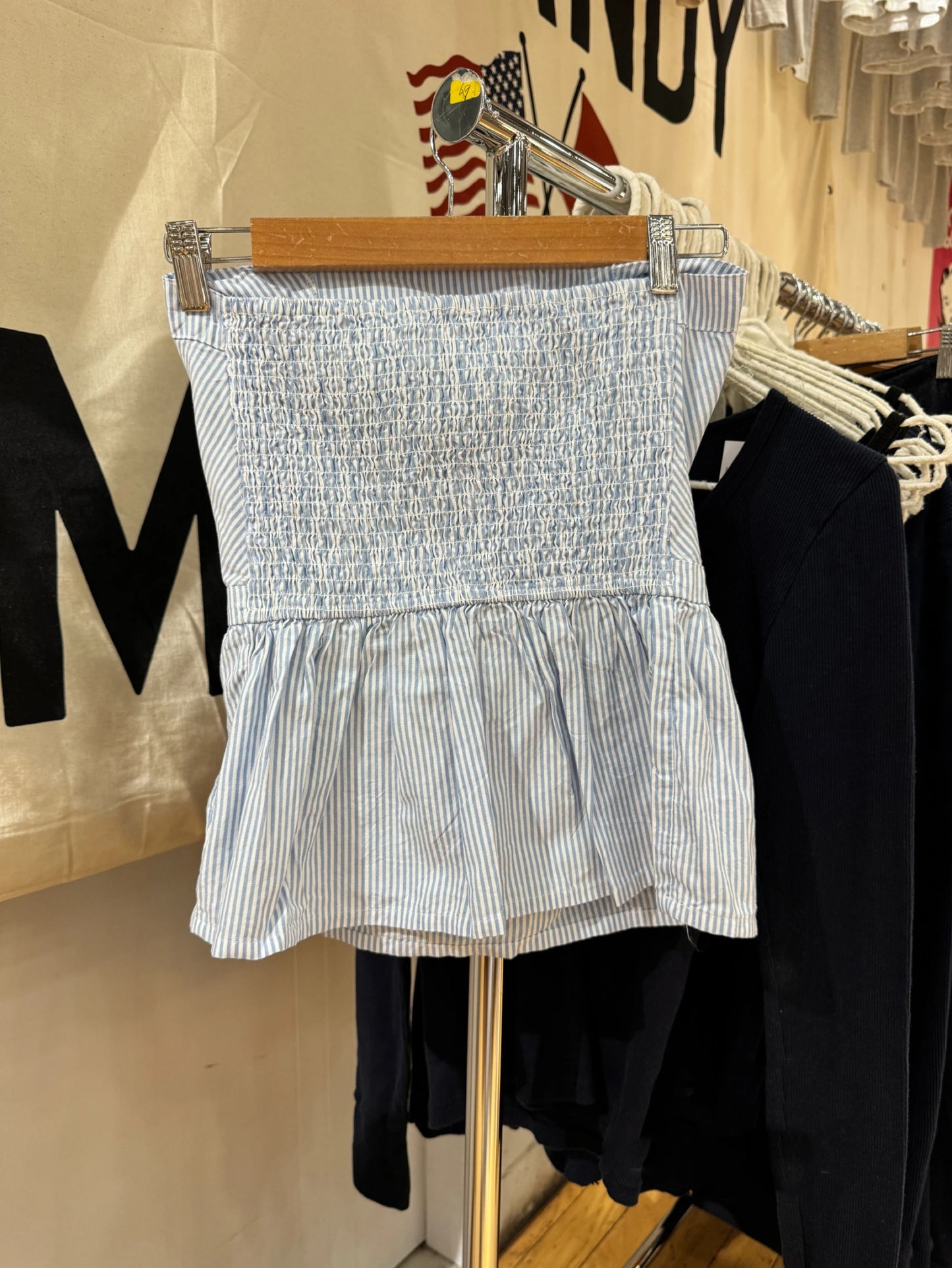 Sexy Blue Striped Bow Tube Top Women New Cute Strapless Cotton Sleeveless Vest Summer Preppy Style Sweet Casual Crop Tank Tops