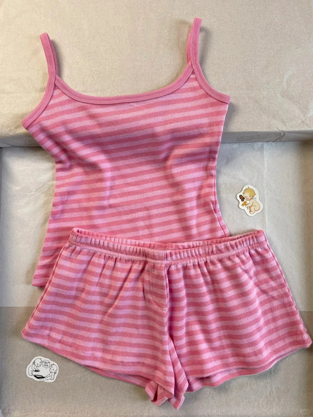 Leopard Print Vest Shorts Set Women Cotton Slim Crop Top+Elastic Waist Short Pant Vintage Sweet Home Pajama 2 Piece Sets Y2K New