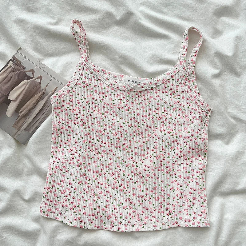 Lace Trim Solid Slim Eyelet Tank Tops Women Summer New Bow Preppy Style Sleeveless Vests Basic Sweet Cute Camisole Y2K Clothes