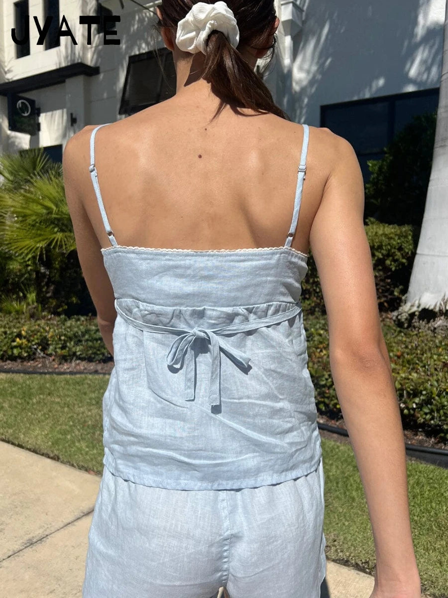 Sweet V-neck Lace Trim Camisole Women Summer New Cotton Sexy Simple Casual Cropped Vests Vintage Cute Basic Tank Tops Y2K Femmle