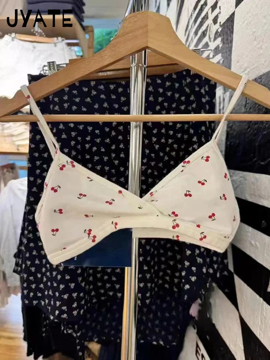 Cherry Print Eyelet Straight Home Underwear Women New Cotton Soft Elastic Waist Pajama Short Pants Sweet Cute Preppy Shorts Y2K