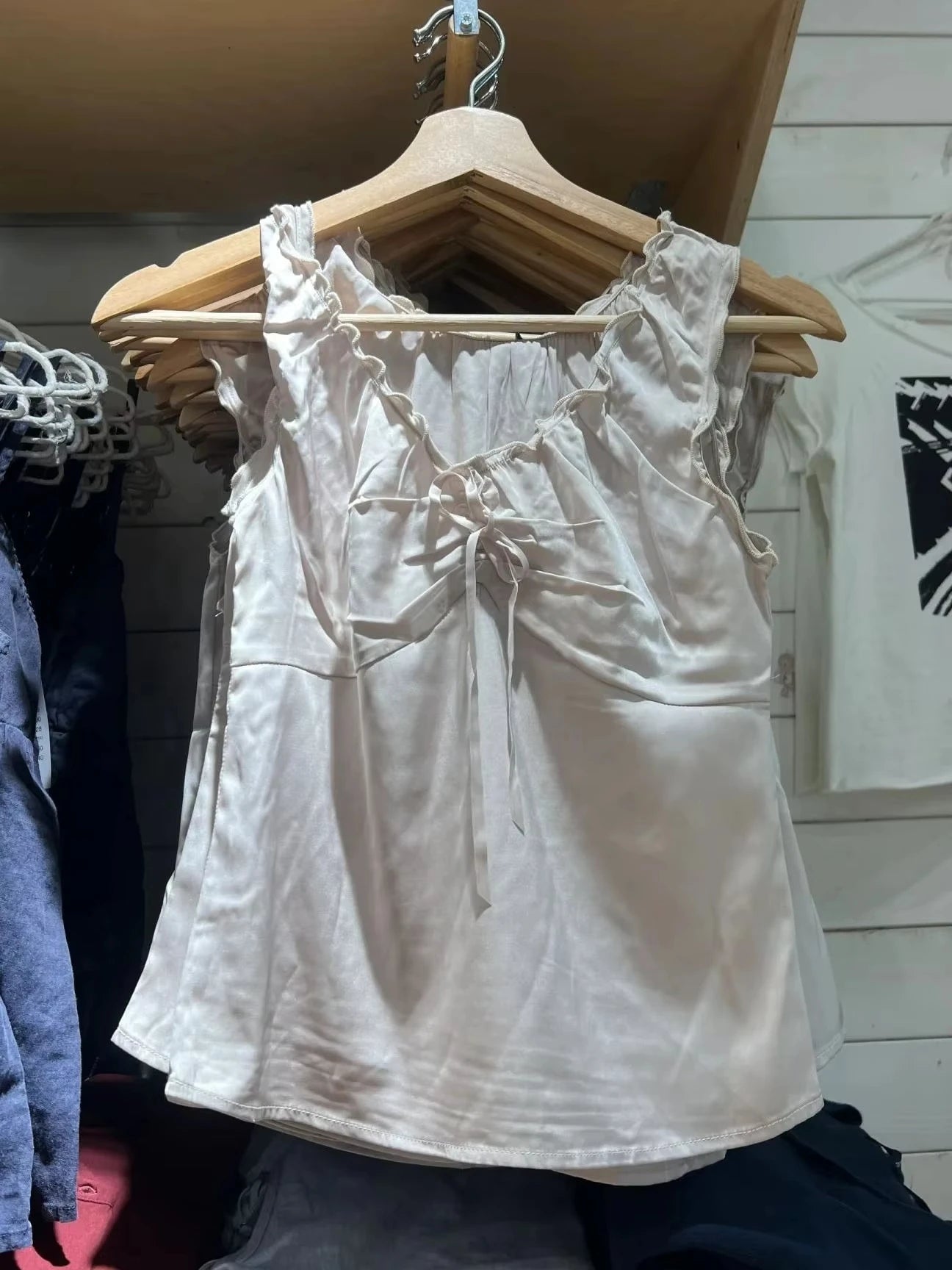 Cute Pink Fungus Trim Slim Tank Tops Women Summer Sleeveless Sexy Bow V-neck Cotton Crop Top Femme Simple Sweet Cute Vests Y2K