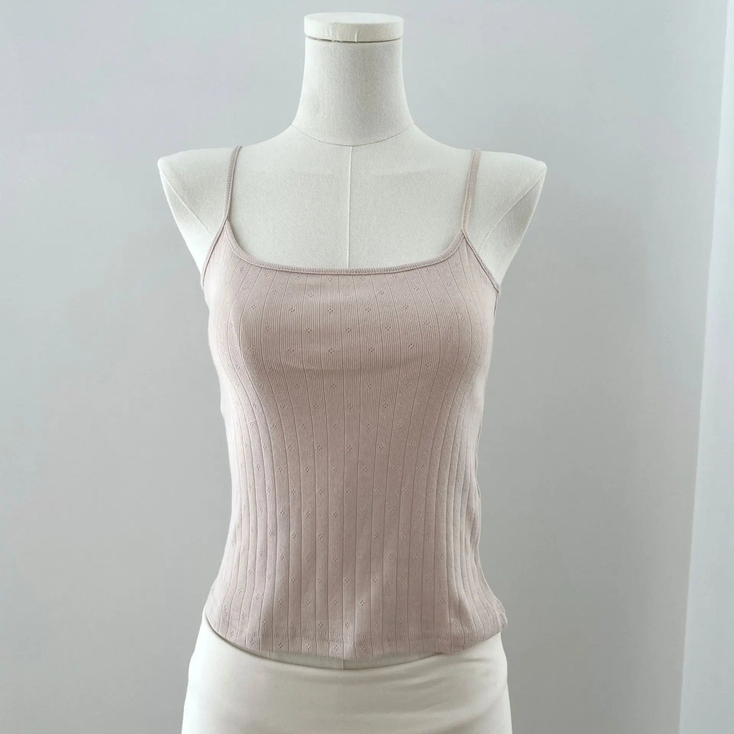 Eyelet Solid Slim Camisole Women Summer Chic Streetwear Cotton Sleeveless Vests Sweet Simple All-match Tank Tops Y2K